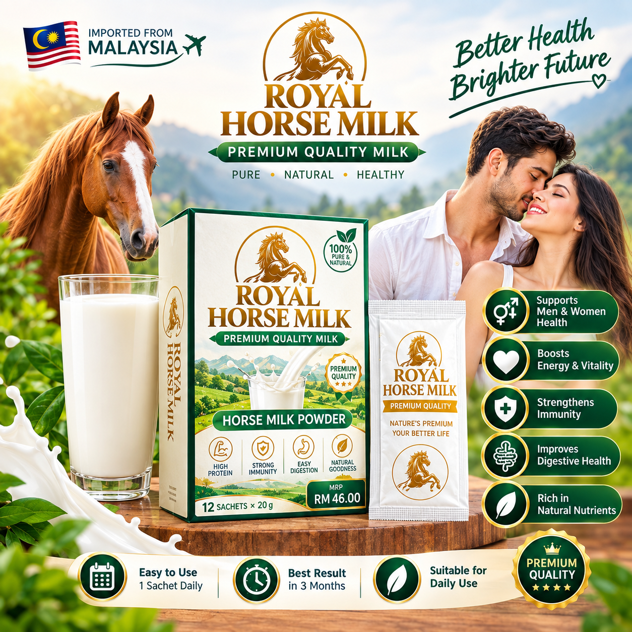 Royal Horse Milk Powder - 12 SACHETS (স্পেশাল অফার)